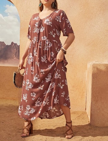 Rochie lunga SHEIN CURVE, caramiziu, 2XL