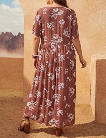 Rochie lunga SHEIN CURVE, caramiziu, 2XL