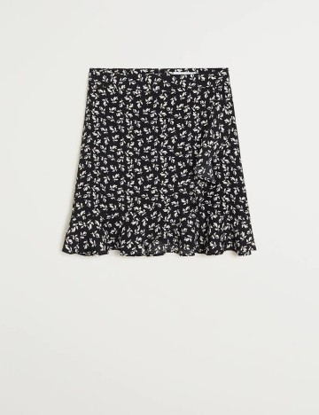 Fusta Mango, negru floral, L