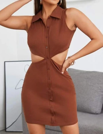Rochie scurta SHEIN, maro, S