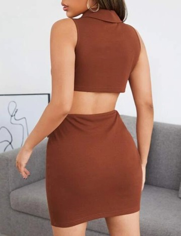 Rochie scurta SHEIN, maro, S