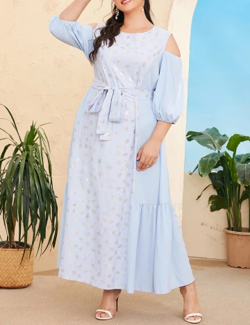 Rochie lunga SHEIN CURVE, albastru, 4XL