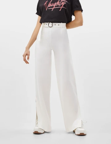 Pantaloni Bershka, alb, M Alb