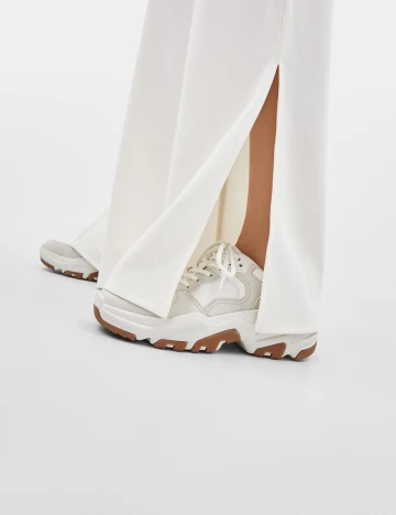 Pantaloni Bershka, alb, M Alb