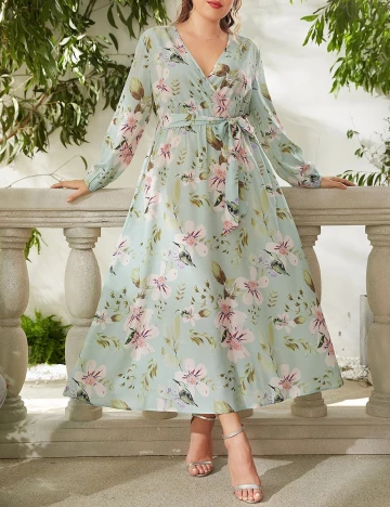 Rochie lunga SHEIN CURVE, verde, 1 XL