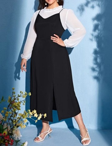 Compleu SHEIN CURVE, alb-negru, 3XL