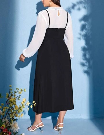 Compleu SHEIN CURVE, alb-negru, 3XL