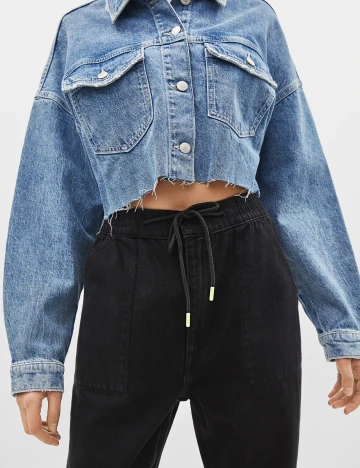 Pantaloni Bershka, negru, M