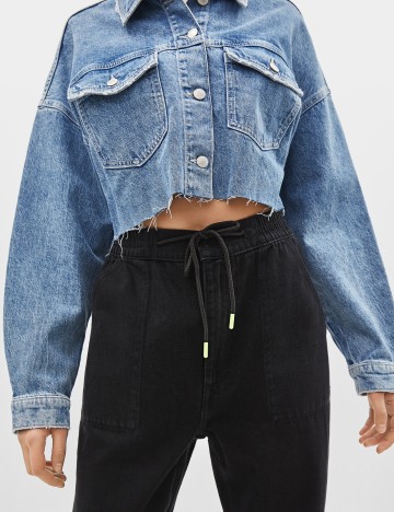 Pantaloni Bershka, negru, M