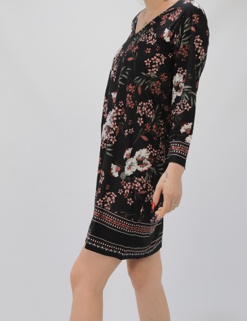 Rochie scurta Happy Holly, negru floral, 36/38