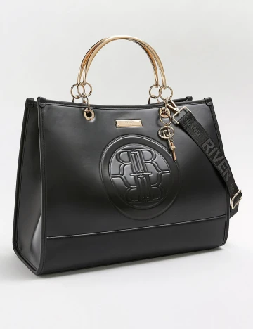 Geanta RI Embossed Tote River Island, negru, ONE SIZE