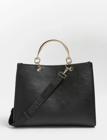 Geanta RI Embossed Tote River Island, negru, ONE SIZE