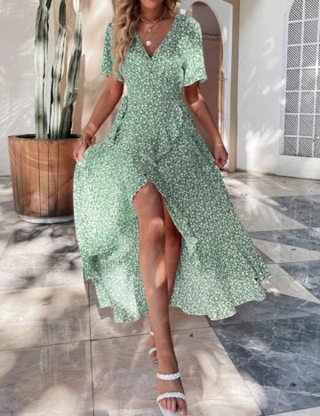 Rochie Lunga SHEIN, verde, L Verde
