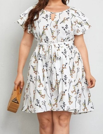 Rochie scurta SHEIN CURVE, alb, 1 XL
