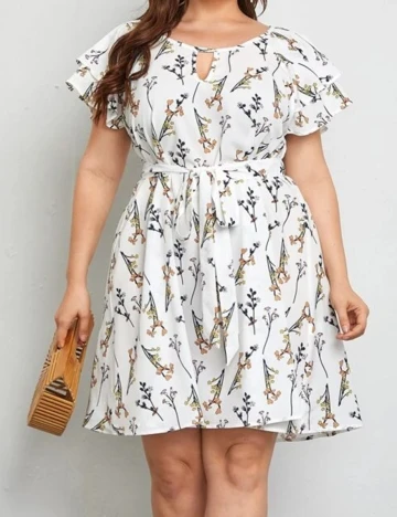 Rochie scurta SHEIN CURVE, alb, 1 XL