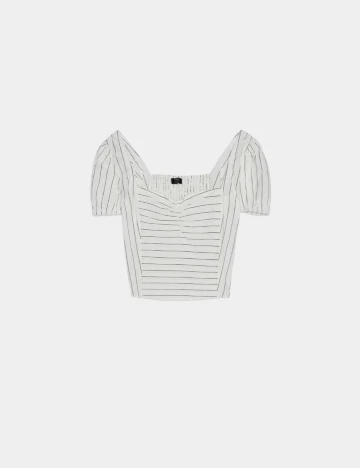 Top Bershka, alb, M Alb