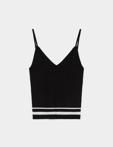 Top Bershka, negru/alb, M