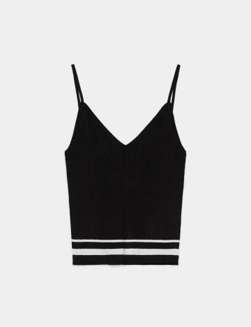 Top Bershka, negru/alb, M Negru