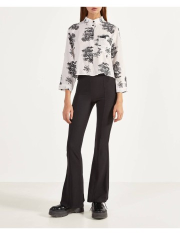 Camasa Bershka, alb/imprimeu, S
