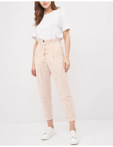 Pantaloni Bershka, alb/imprimeu, XS
