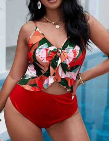 Costum de baie SHEIN CURVE, rosu, 4XL Rosu