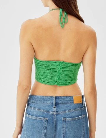 Top Bershka, verde, XS