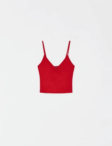 Top Bershka, rosu aprins, S