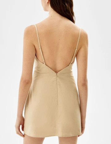 Rochie scurta Bershka, bej, L Crem