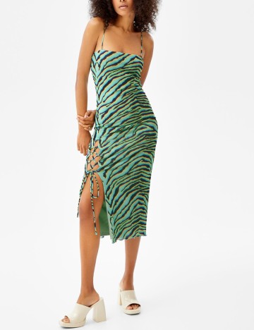 Rochie medie Bershka, verde, S