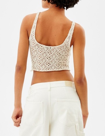 Top Bershka, crem, M