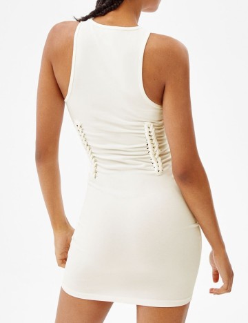 Rochie scurta Bershka, alb, XS