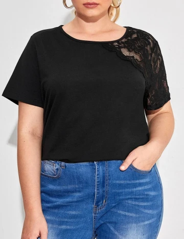 Tricou SHEIN CURVE, negru, 4XL