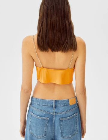 Top Bershka, portocaliu, S