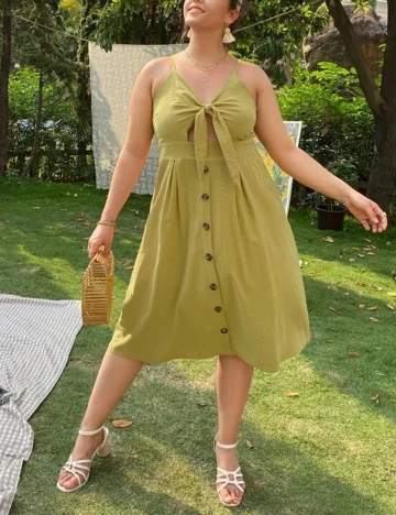 Rochie Medie SHEIN CURVE, verde oliv, 3XL Verde