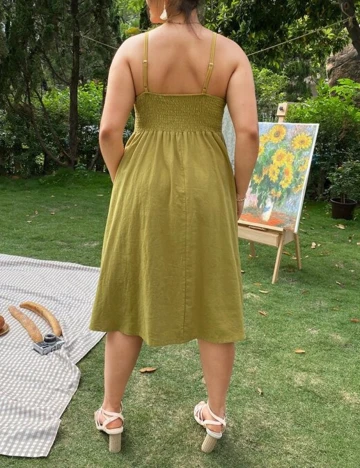 Rochie Medie SHEIN CURVE, verde oliv, 3XL Verde