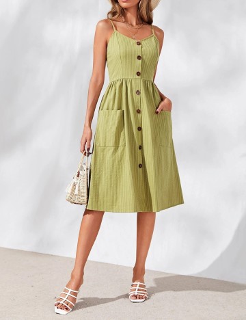 Rochie Medie SHEIN, verde oliv, XS
