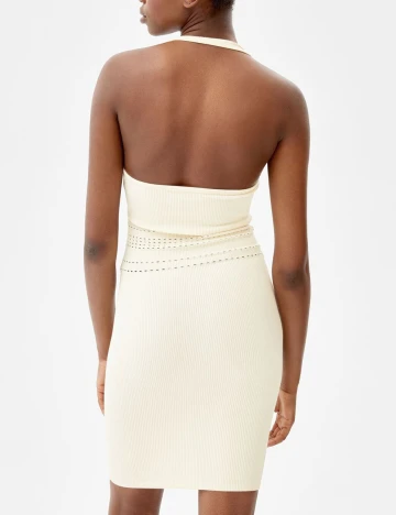 Rochie scurta Bershka, ecru, M-L
