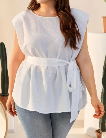 Bluza SHEIN CURVE, alb, 4XL Alb