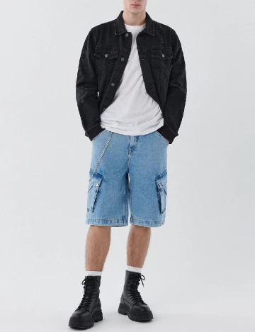 Pantaloni scurti CROPP, albastru, 30