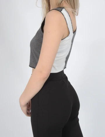 Top SHEIN, alb/gri, S