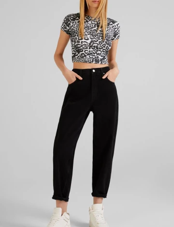 Top Bershka, alb/gri, XS