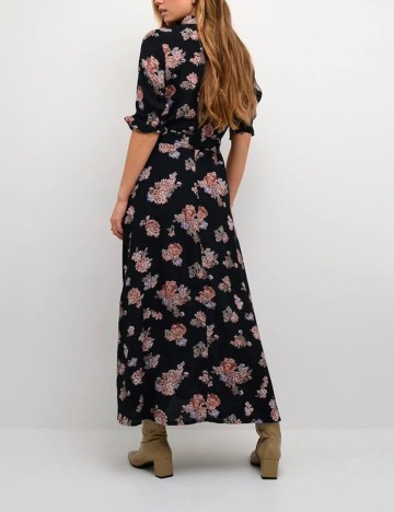 Rochie lunga Kaffe, negru floral