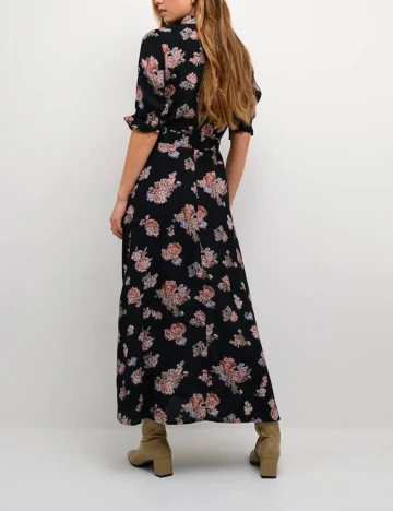 Rochie lunga Kaffe, negru floral
