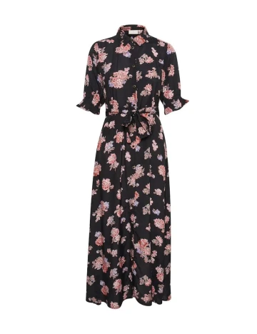 Rochie lunga Kaffe, negru floral