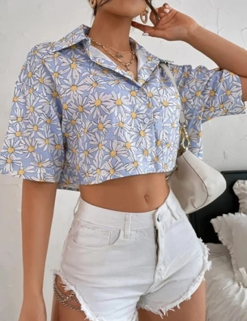 Top SHEIN, bleu, S Albastru