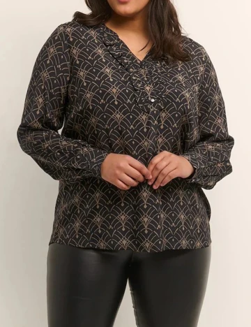 Camasa Kaffe Curve, negru, 46