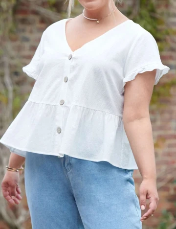 Camasa SHEIN CURVE, alb, 4XL Alb