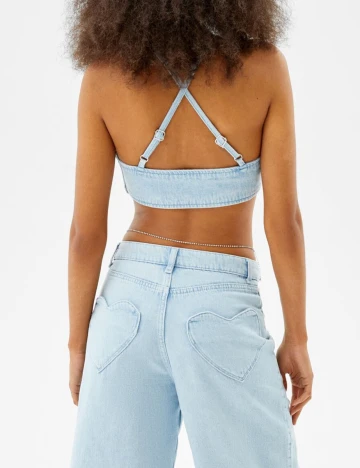 Top Bershka, albastru, XS Albastru