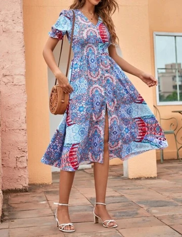 Rochie medie SHEIN, albastru, L