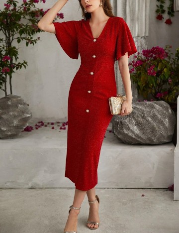 Rochie lunga SHEIN, rosu, L